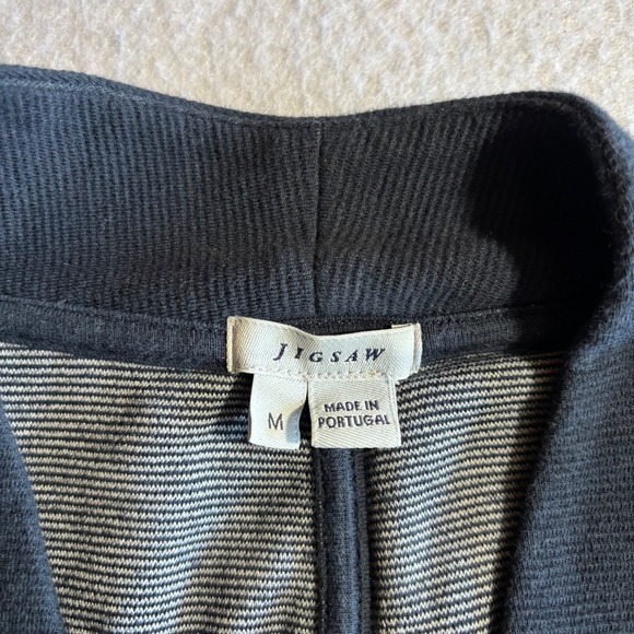 Jigsaw Knit Open Front Cardigan Jacket Navy Blue Size M Made in Portugal - Picture 2 of 9